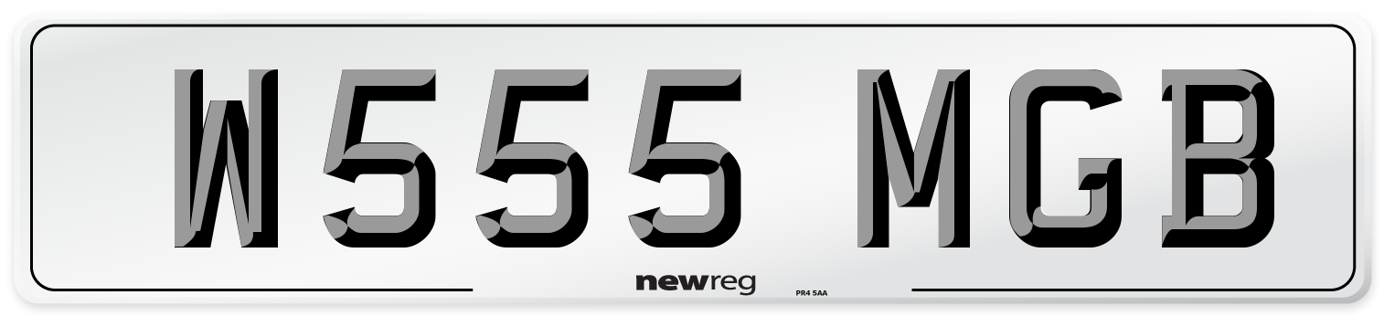 W555 MGB Number Plate from New Reg
